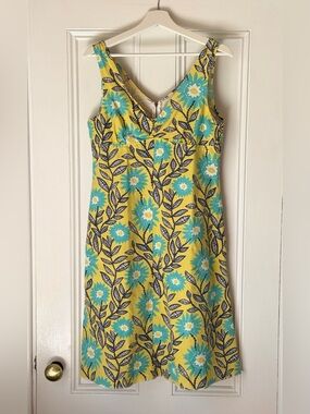 Utility Canvas Slip Dress size Medium 100% Cotton Foral w/ Pockets Made in USA